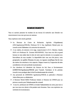 Evaluation du niveau de fertilité des sols de la commune de Djidja