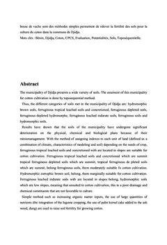 Evaluation du niveau de fertilité des sols de la commune de Djidja