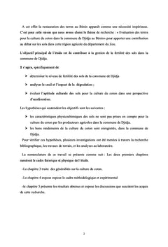 Evaluation du niveau de fertilité des sols de la commune de Djidja