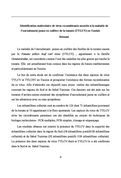 Identification moléculaire de recombinants associés au TYLCD