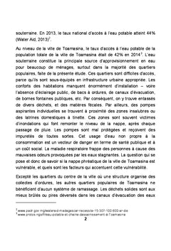 Etude de la pollution de la nappe souterraine de la ville de Toamasina