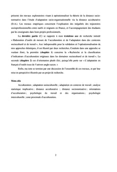 Acculturation et adaptation psychosociales
