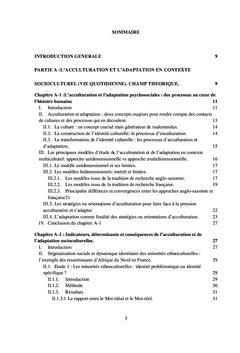 Acculturation et adaptation psychosociales