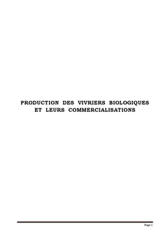 Production des vivriers biologiques et leurs commercialisations