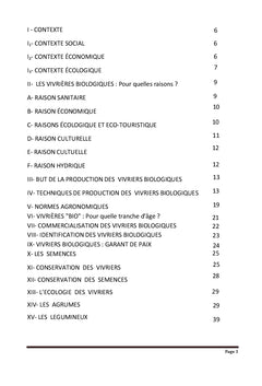 Production des vivriers biologiques et leurs commercialisations