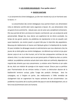 Production des vivriers biologiques et leurs commercialisations