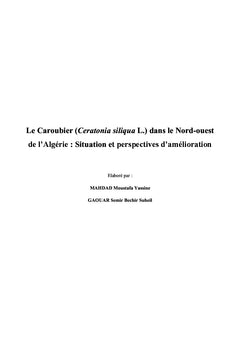 Le Caroubier dans le Nord-ouest de l'Algérie