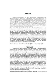 Etudes strategiques sur les perspectives energetiques de Madagascar