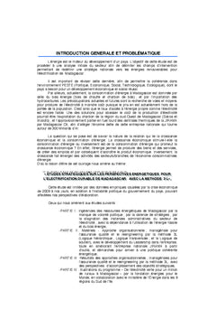 Etudes strategiques sur les perspectives energetiques de Madagascar