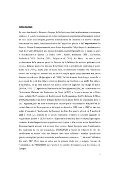 Impacts du PROCOTON sur l'acces et le controle des ressources