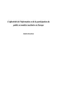 Information et participation du public en matiere nucleaire en europe