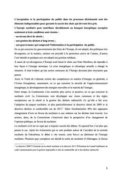 Information et participation du public en matiere nucleaire en europe