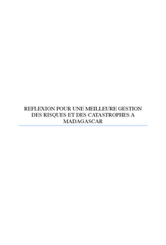 Reflexion pour la gestion des risques et des catastrophes A Madagascar