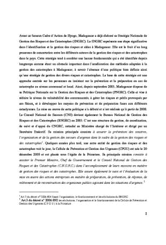 Reflexion pour la gestion des risques et des catastrophes A Madagascar