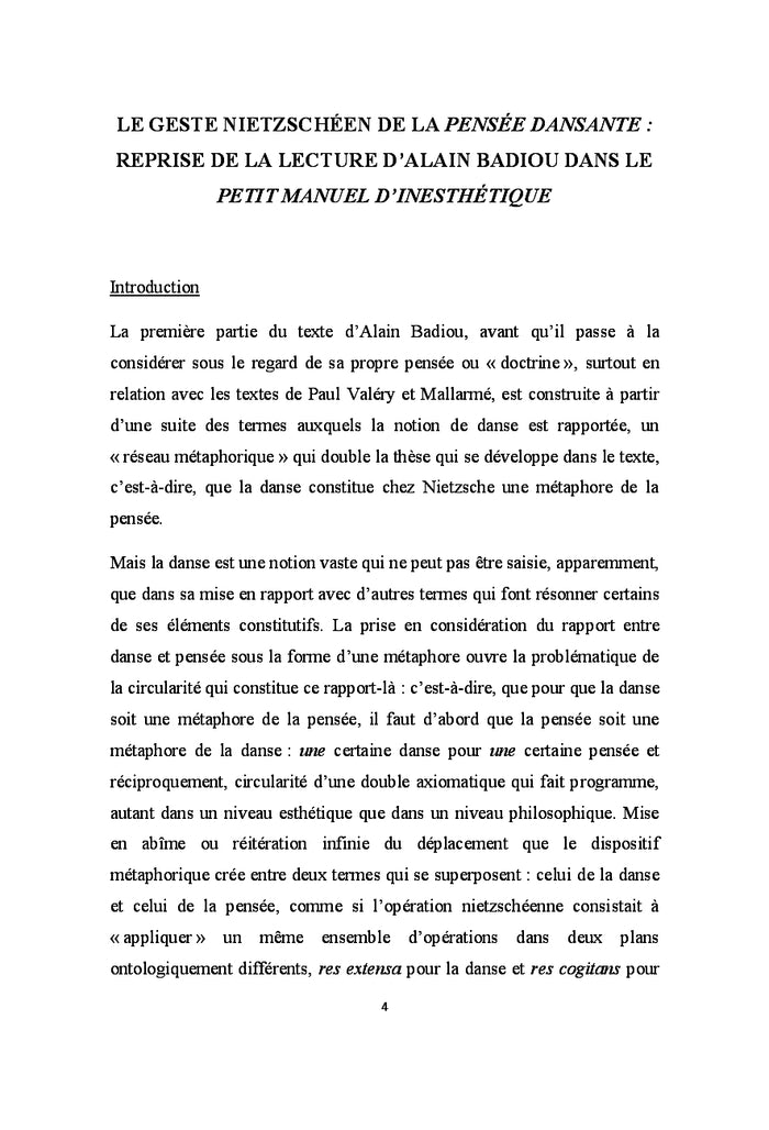 Trois esquisses d'un philosophe en danse