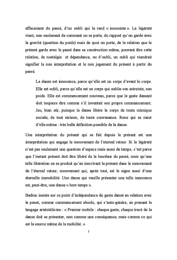 Trois esquisses d'un philosophe en danse