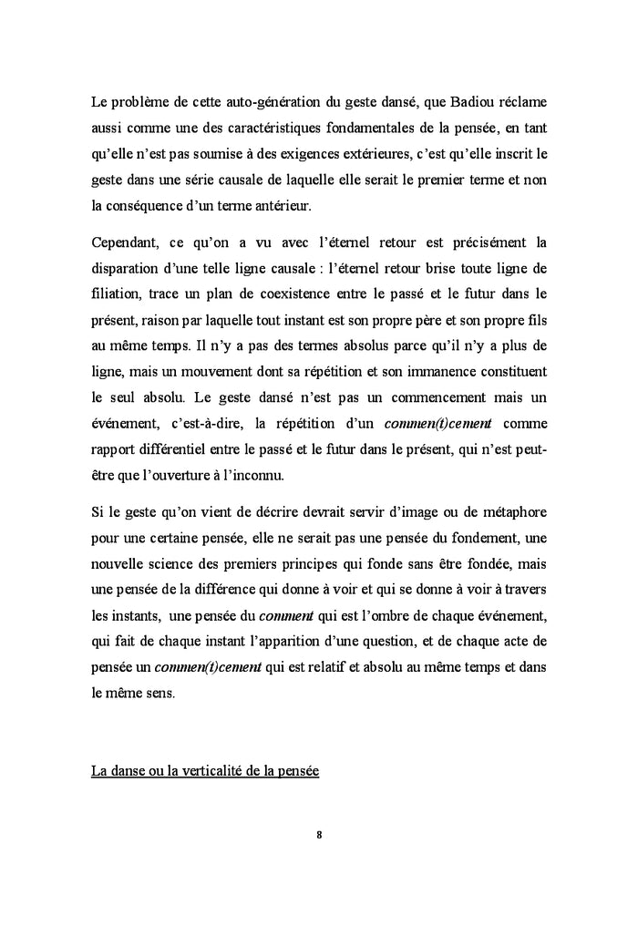 Trois esquisses d'un philosophe en danse