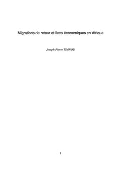 Migrations de retour et liens economiques en Afrique