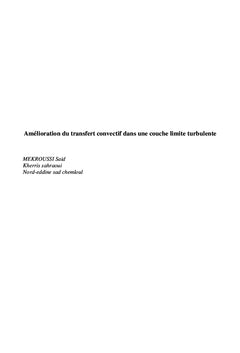 Amelioration du transfert convectif dans une couche limite turbulente