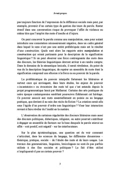 Pouvoir des mots - mots du pouvoir