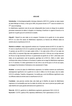 Impact de la réhabilitation respiratoire sur la qualité de vie du BPCO