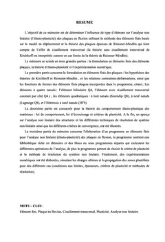 Analyse non linéaire des plaques Reissner-Mindlin