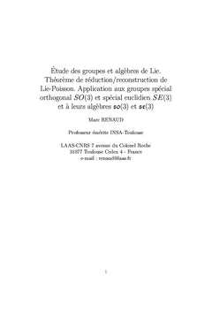 Étude des groupes et algèbres de Lie