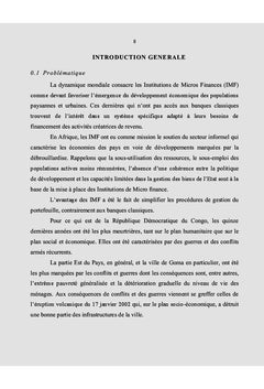 Accès des micros entrepreneurs aux services offerts par les IMF à Goma