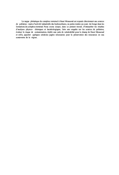 Evaluation du degre de vulnerabilite d'une nappe phreatique