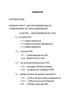 Perspective d'amelioration de la qualite de l'enseignement de l'ePS