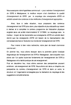 Perspective d'amelioration de la qualite de l'enseignement de l'ePS