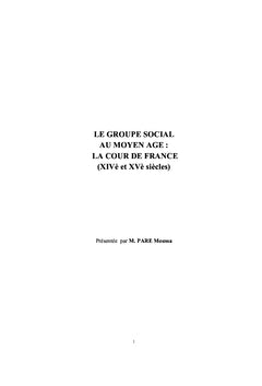 Le groupe social à la fin du Moyen Age