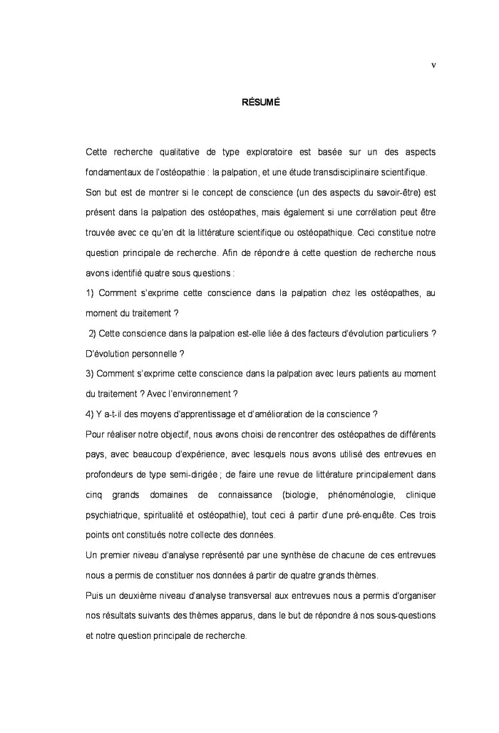 Palpation et conscience en ostéopathie