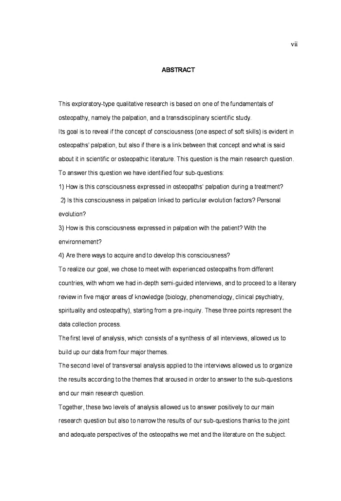 Palpation et conscience en ostéopathie