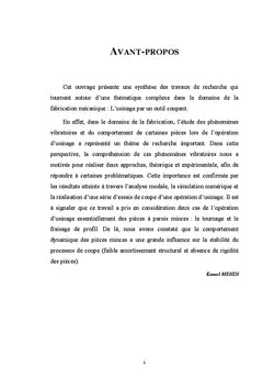 Comportement dynamique des pièces à parois minces en usinage