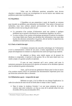 Suivi des hebergements dans un residence hoteliere