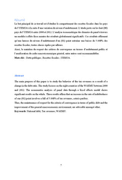 Impact de la dette publique sur le niveau des recettes fiscales_UEMOA