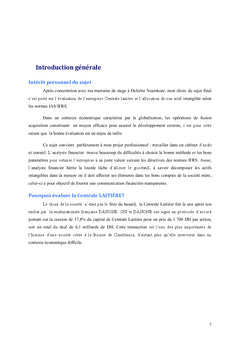 L'évaluation de la Centrale Laitière