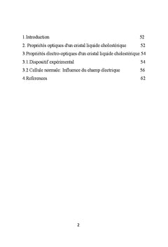 Proprietes optiques et electro-optiques des cholesteriques