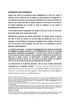 La liberte contractuelle dans les suretes personnelles en droit OHADA
