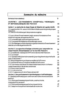 Gestion d'actifs et dynamique des marches financiers