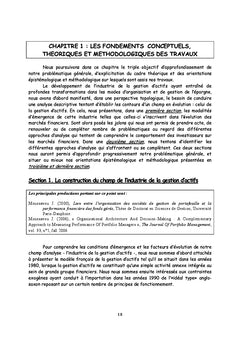 Gestion d'actifs et dynamique des marches financiers