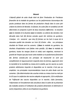 L'évaluation des incidences financières de la maladie de Gumboro
