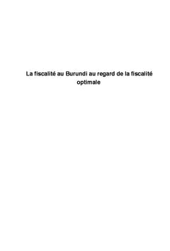 La fiscalite au Burundi au regard de la fiscalite optimale