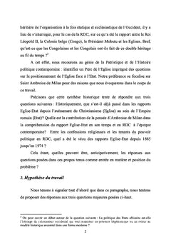 Les Rapports Eglise-Etat en RDC à la Lumière d'Ambroise de Milan