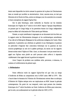 Les Rapports Eglise-Etat en RDC à la Lumière d'Ambroise de Milan