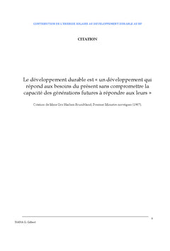 Contribution de l'energie solaire au developpement durableau BF