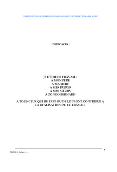 Contribution de l'energie solaire au developpement durableau BF