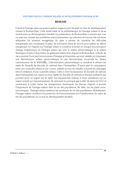 Contribution de l'energie solaire au developpement durableau BF