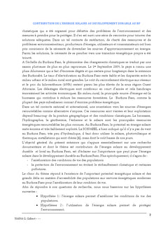Contribution de l'energie solaire au developpement durableau BF